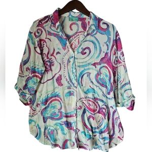 Antica Sartoria By Giacomo‎ Cinque Floral Collared Button Shirt Size M/L?